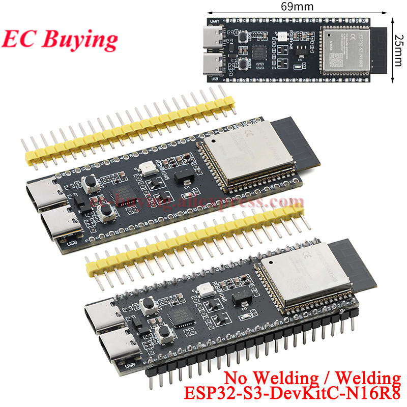 Devkitc - لوحة تطوير ESP32-S3-DevKitC-N16R8 مع واي فاي
