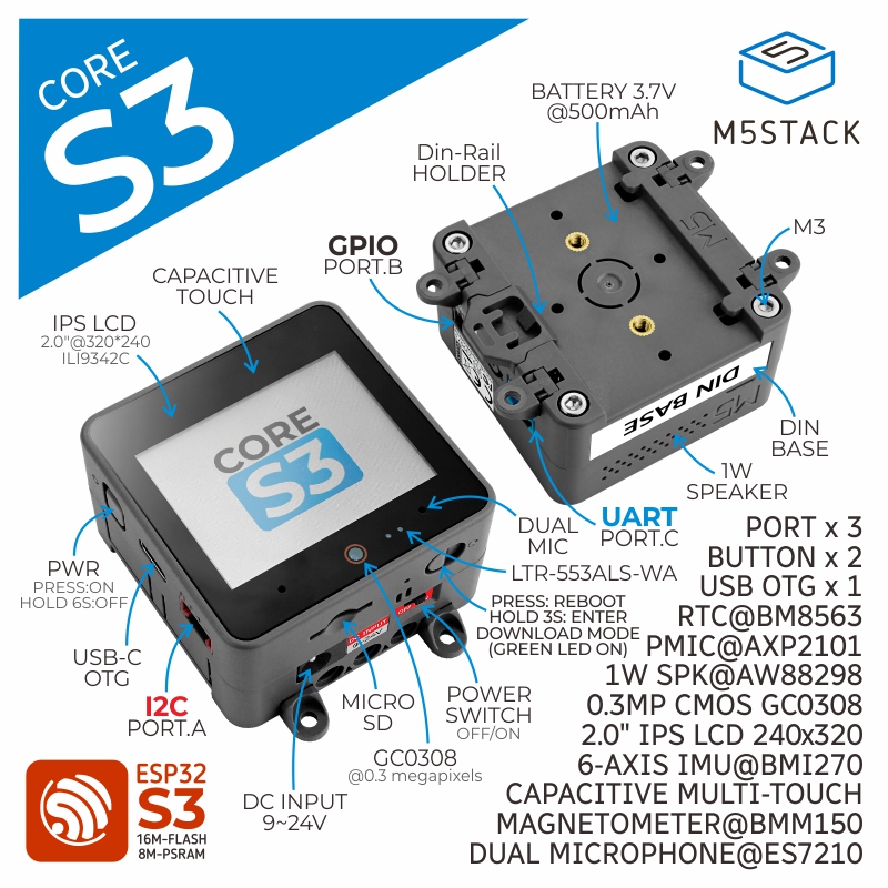 M5Stack Core2 - وحدة تحكم M5Stack الرسمية ESP32-S3 مع