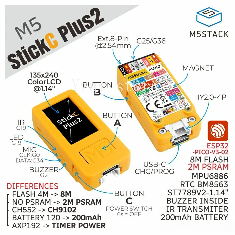 M5StickC-Plus2 ملحقات الساعة S - مراجعة M5Stickc وسعره