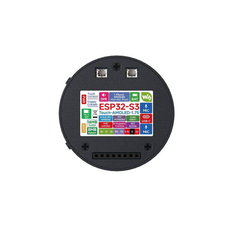 شاشة لمس دائرية AMOLED مقاس 1. - مراجعة Waveshare Esp32 وسعره