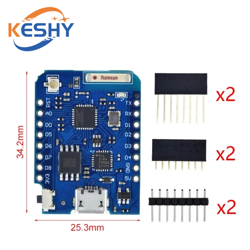 WEMOS D1 Mini Pro 16M بايت موص - مراجعة D1 Mini Pro وسعره