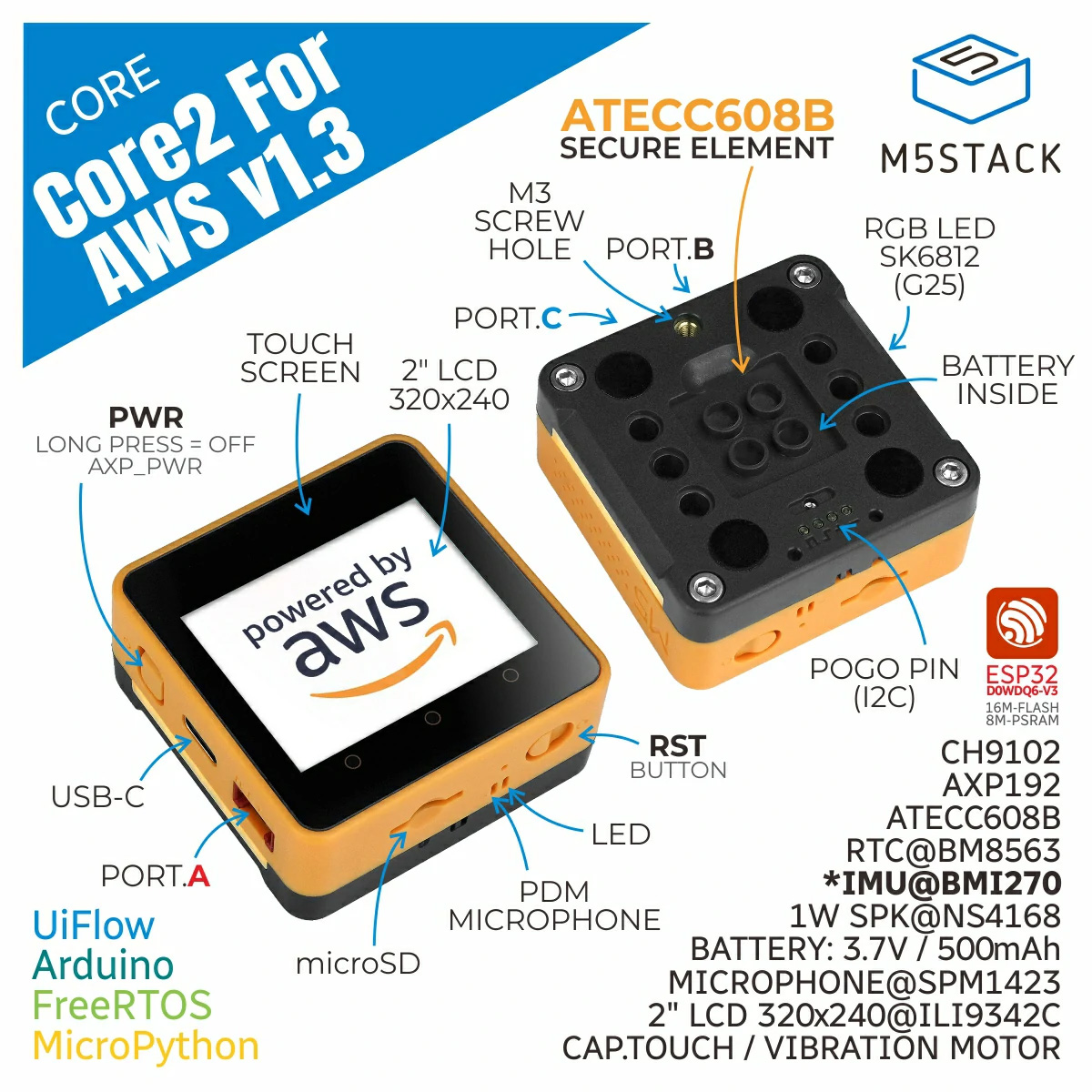 مجموعة M5Stack Core2 AWS IoT م - مراجعة M5Stack Core2 وسعره